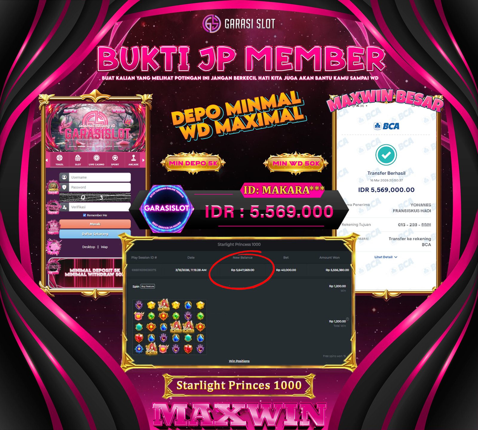 GARASISLOT Bukti Kemenangan Starlight Princess 1000